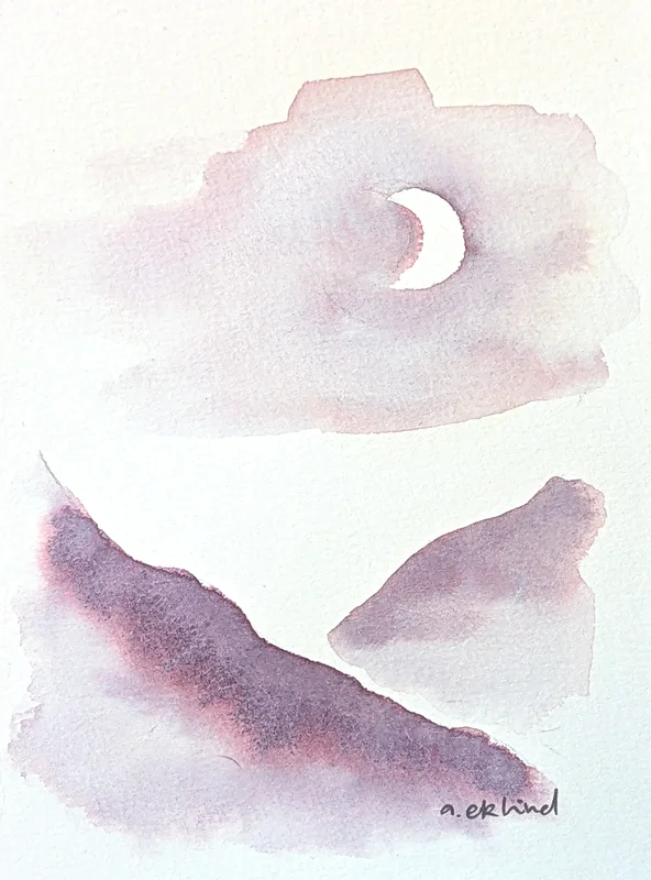 Akvarell Misty Mountain av Annika Eklind