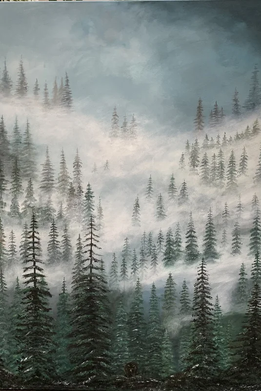 Akrylmålning Björnen i skogen av Jenny Nilsson