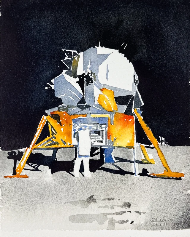 Akvarell Apollo 11 Mark VII av Carl Erasmie
