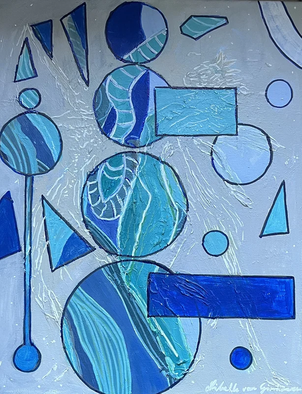 Akrylmålning Rhapsodi in blue av Lisbeth van Ginhoven