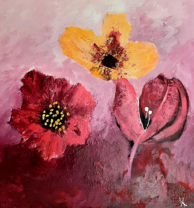 Akrylmålning Sommarblommor av Vanja Antonsson
