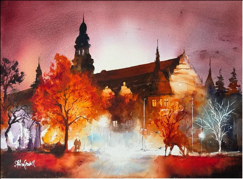 Akvarell Nordiska Museet av Stefan Gadnell