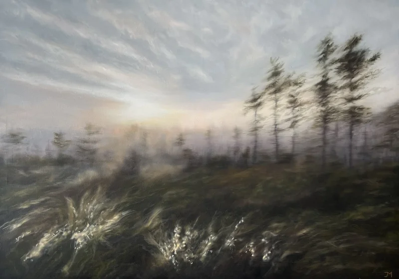 Oljemålning Through the haze av Jessica Mac Guinness