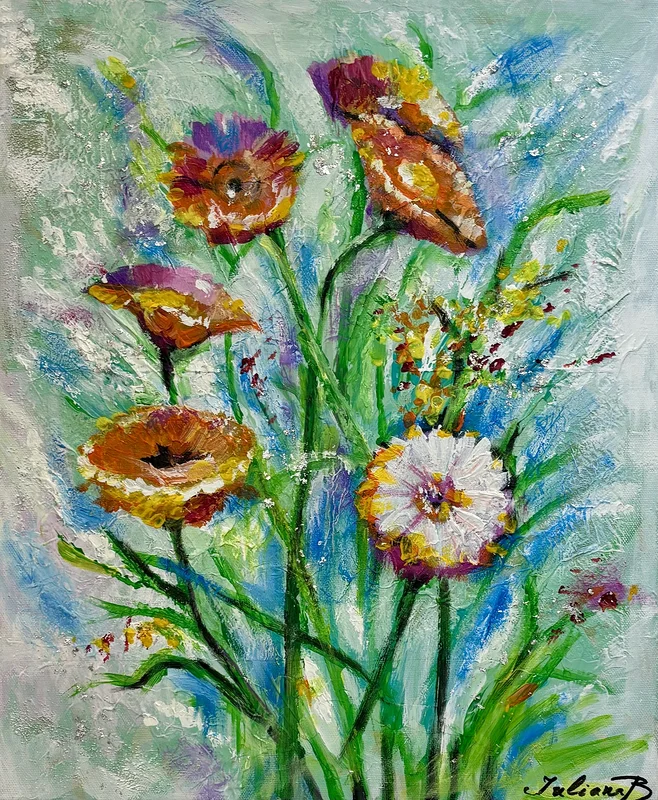 Akrylmålning Blommor av Juliana Boneva