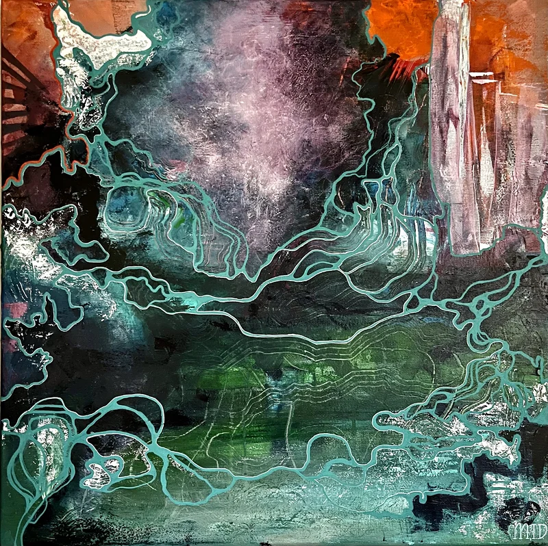 Akrylmålning Nebula flow av Malin Isberg Dammgård