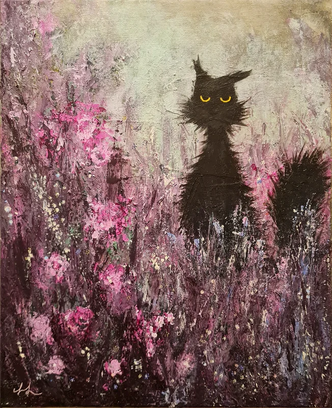 Akrylmålning Mr Whiskers av Isabelle Larsson