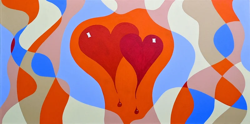 Akrylmålning Two Hearts av Tommy Vähä-Rainio