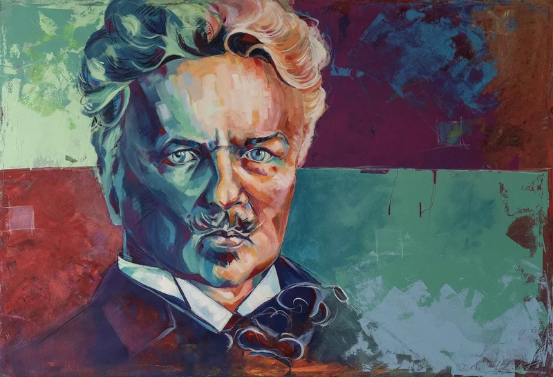 Akrylmålning August Strindberg av Maher Aziz