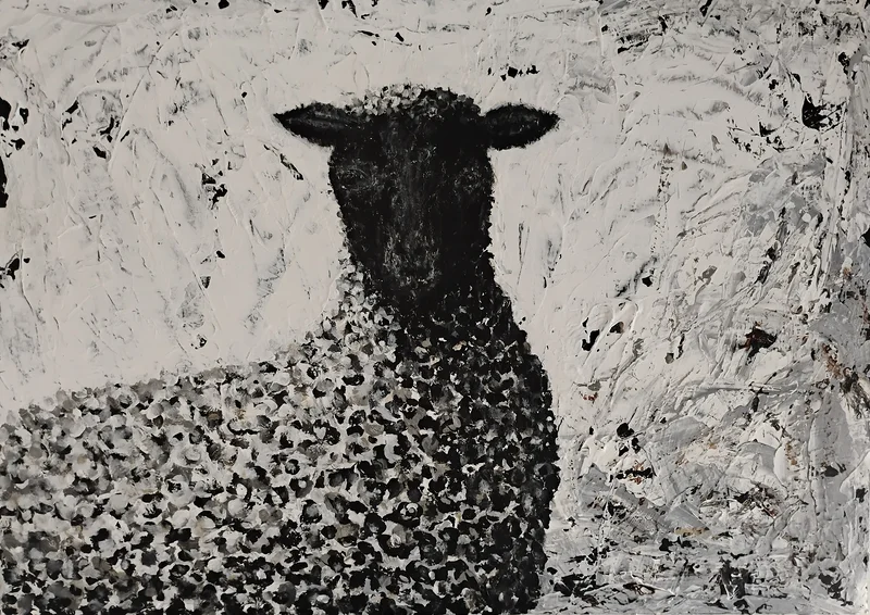 Akrylmålning " The Sheep". Nr 2 av Christine Ahlm