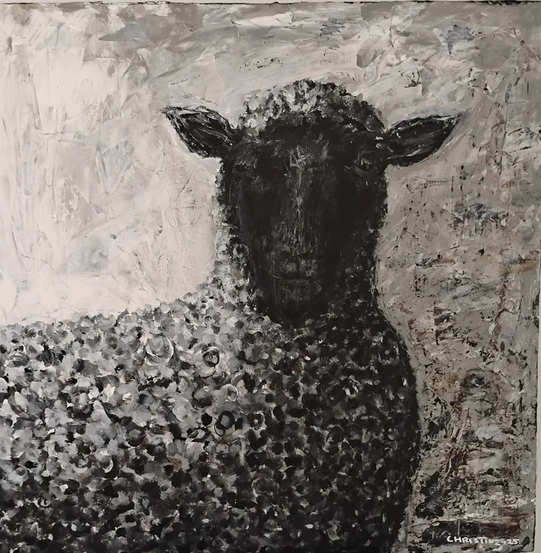 Akrylmålning " The Sheep". Nr 1 av Christine Ahlm