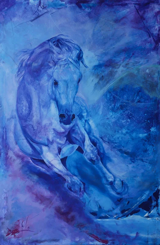 Akrylmålning Horse series_1 av Maher Aziz