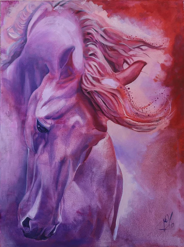 Akrylmålning Horse series_5 av Maher Aziz
