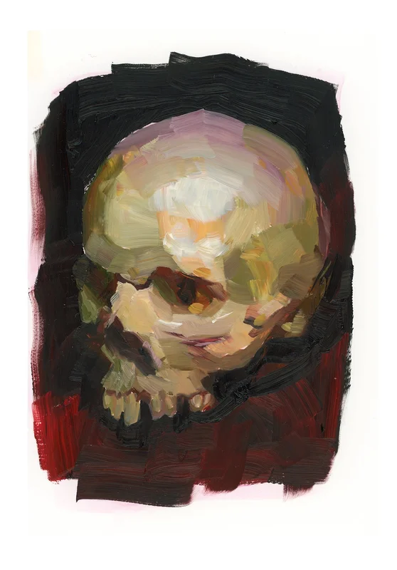 Oljemålning A skull study av Yue