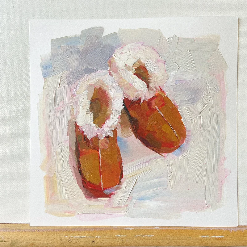 Oljemålning Wool slipper av Yue
