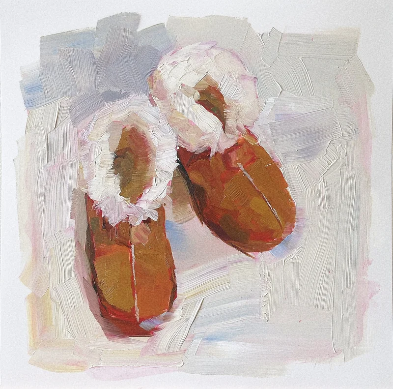 Oljemålning Wool slipper av Yue