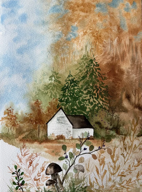 Akvarell Autumn in the air av Carmen Gogan Akvarellkonstnär