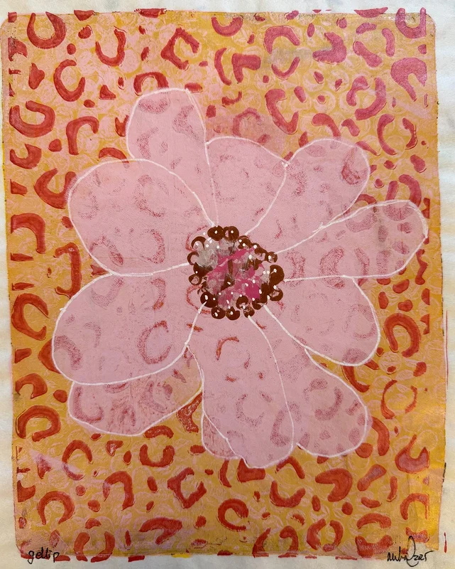 Akrylmålning Pink Flower av Mikael Da Silva Eriksson