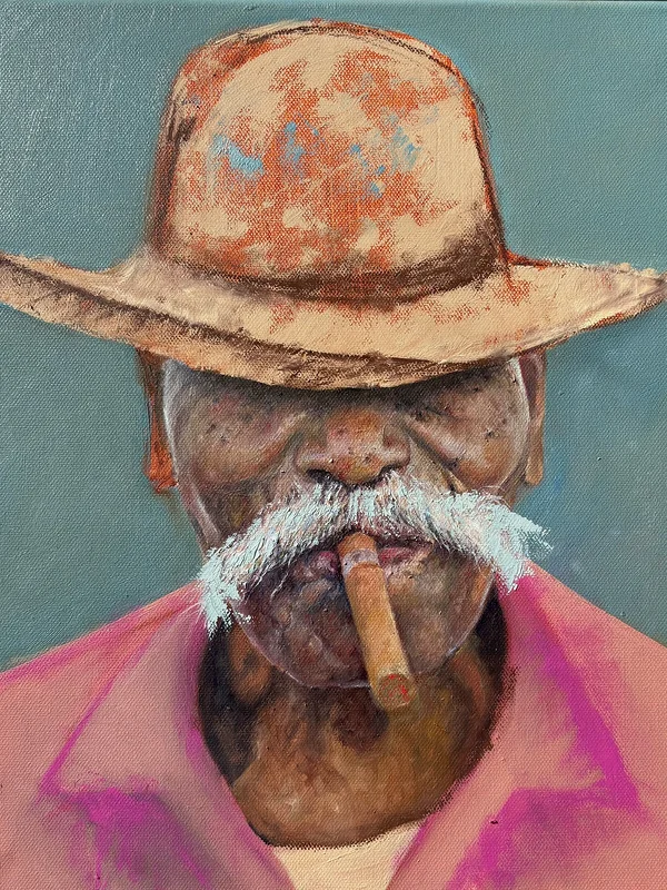 Oljemålning Smoking man with a mustache av Anastasiya Kostyuk