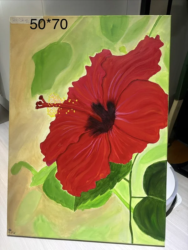 Akrylmålning Hibiskus av Sofie Friberg