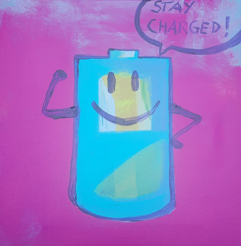 Akrylmålning Stay charged av Ylva Olofsson