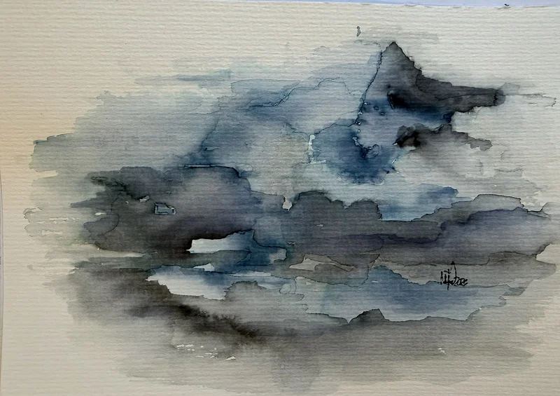 Akvarell In the sky av Mikael Da Silva Eriksson