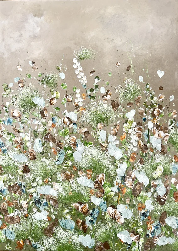 Akrylmålning Bleu des Fleurs av Anna Artistockholm Brandt