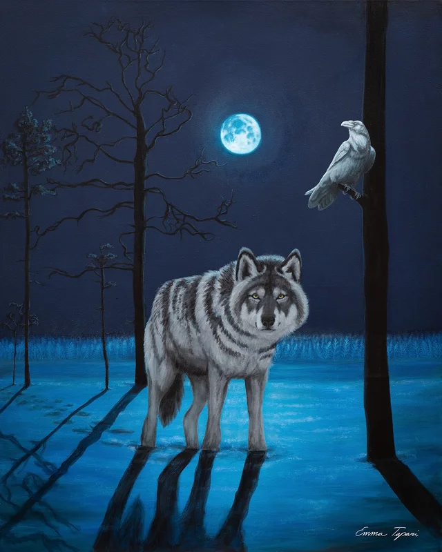 Akrylmålning Moonlit av Emma Tapani