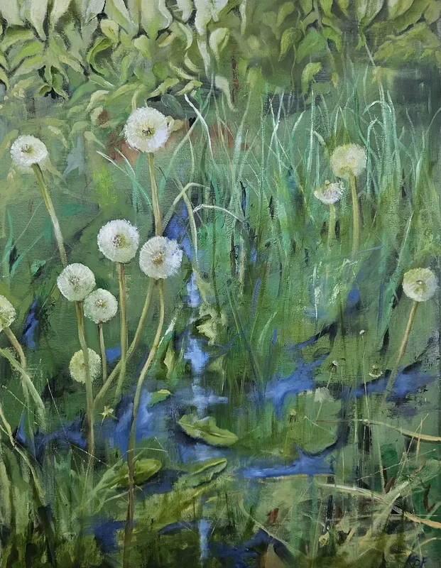 Oljemålning Dandelion's av Kristina Phillips Foglin