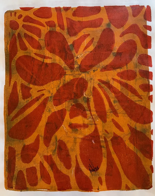 Akvarell Flower in orange av Mikael Da Silva Eriksson