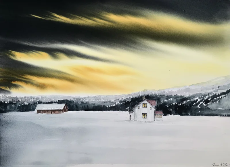 Akvarell Norra Värmland av Daniel Zausnig