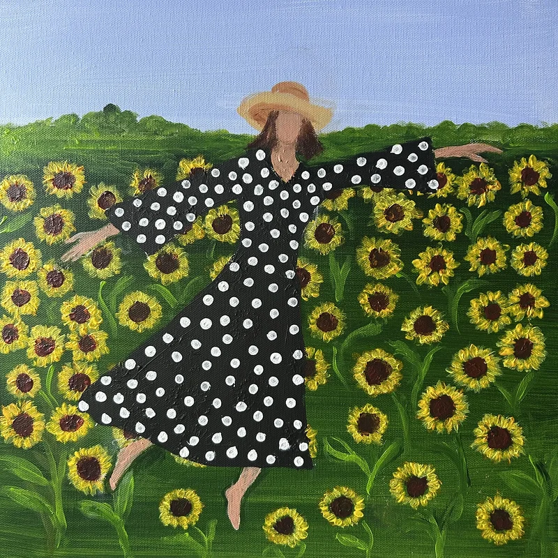 Akrylmålning Wild spirit sunflower av Monica Österdahl