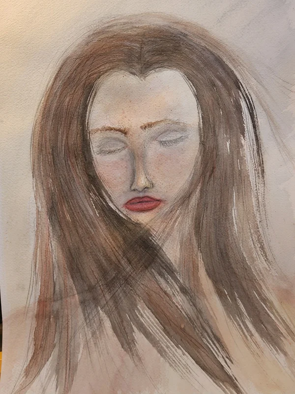 Akvarell Kiss me again av Emma Holmqvist
