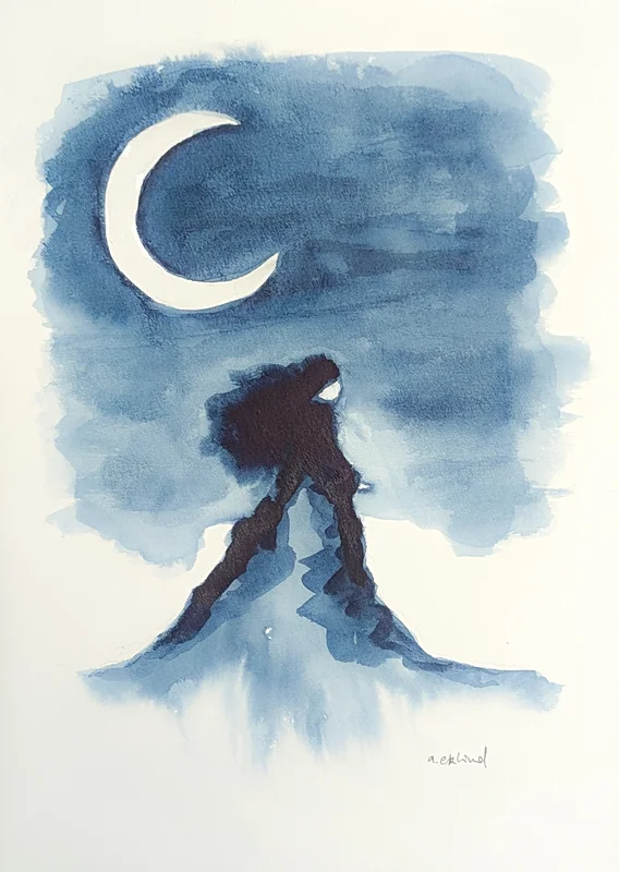 Akvarell The Indigo Lady av Annika Eklind