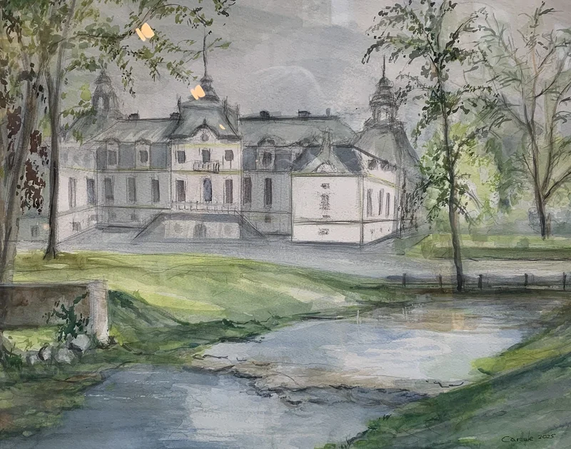 Akvarell Kronovall Castle av Carlyle Minnaar