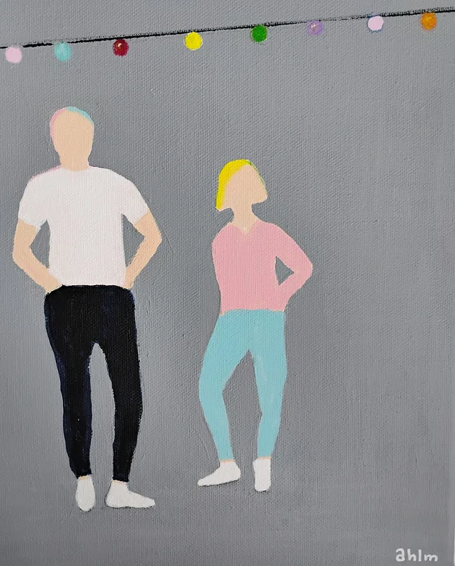 Akrylmålning Ska vi dansa? av Christine Ahlm