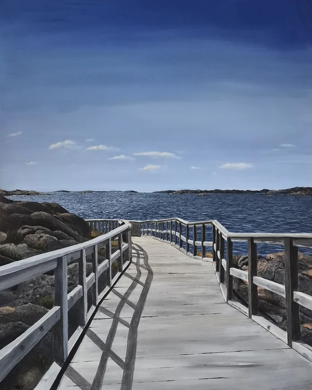 Akrylmålning Strandpromenaden i Lysekil av Anna-Karin Alm Norén