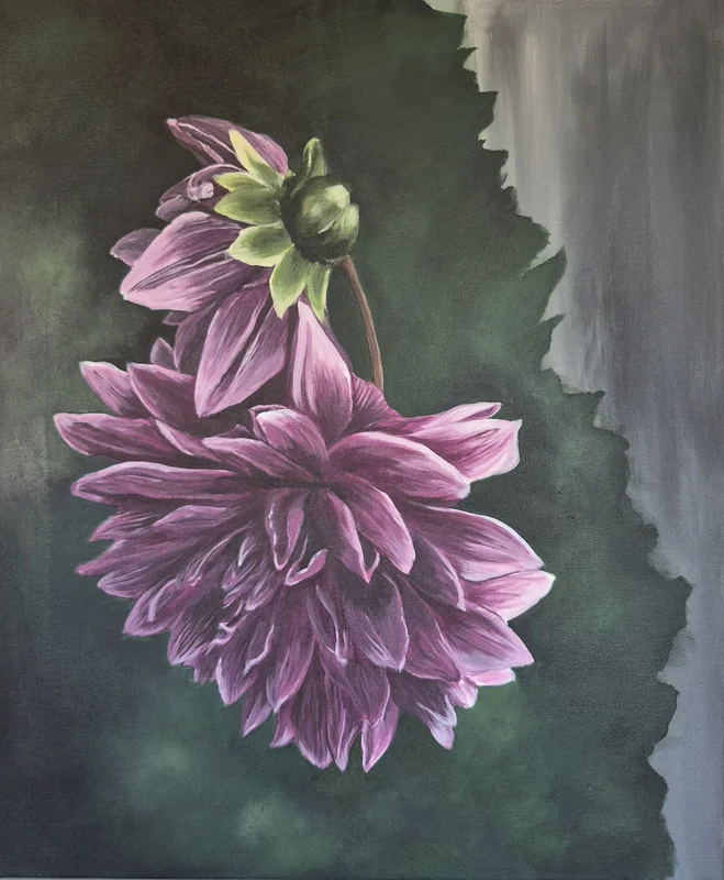 Akrylmålning Dahlia av Anna-Karin Alm Norén