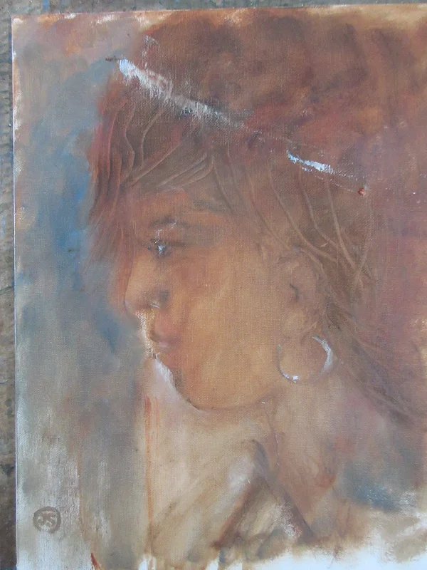 Oljemålning Random portrait-study av Jan Söderman