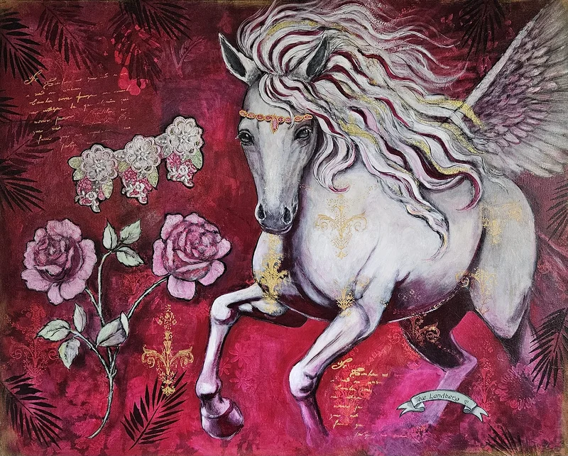 Akrylmålning Min Pegasus av Tove Landberg