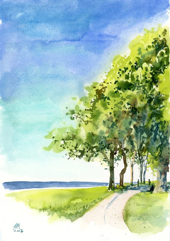 Akvarell Summer in Gotland av Anastasiia Mazeina