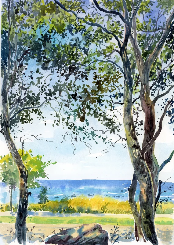 Akvarell Summer day on Gotland av Anastasiia Mazeina
