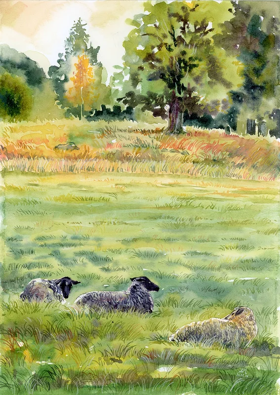 Akvarell It's almost autumn av Anastasiia Mazeina