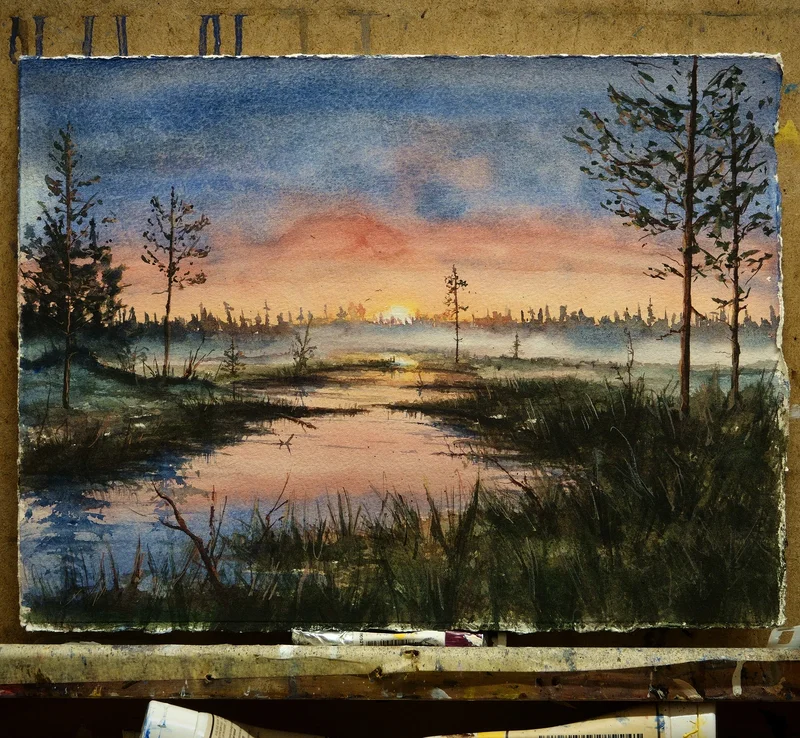 Akvarell De sista ljusa dagarna av Emil Jansson