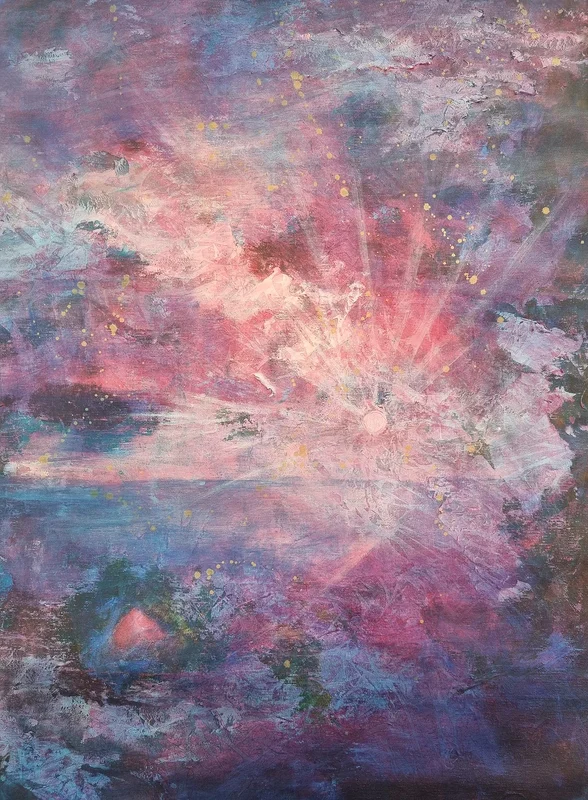 Akrylmålning Rosa Himmel av Bibbi Höllinger