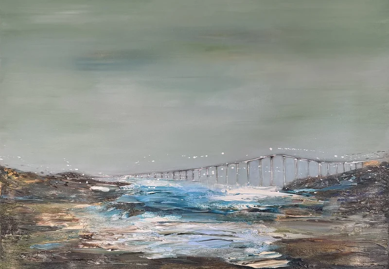 Akrylmålning Ölandsbron-där havet möter horisonten av Sofie Öcking