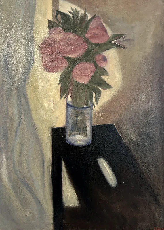 Oljemålning Rosa rosor av Emma Dahl