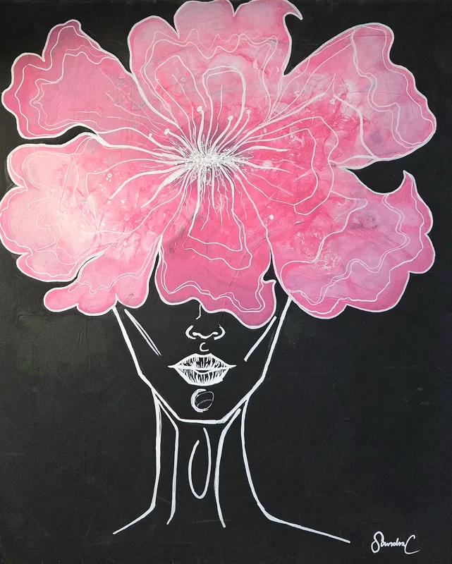 Akrylmålning Blooming av Sandra C Axelsson