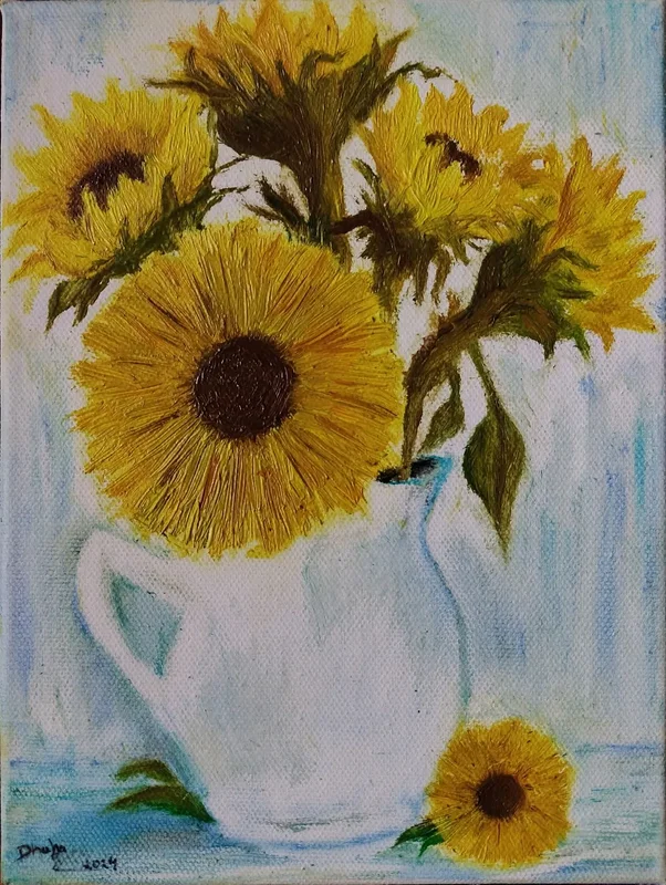 Oljemålning Sunflowers av Dhuha