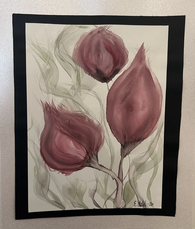 Akrylmålning Rosa blommor av Emma Dahl