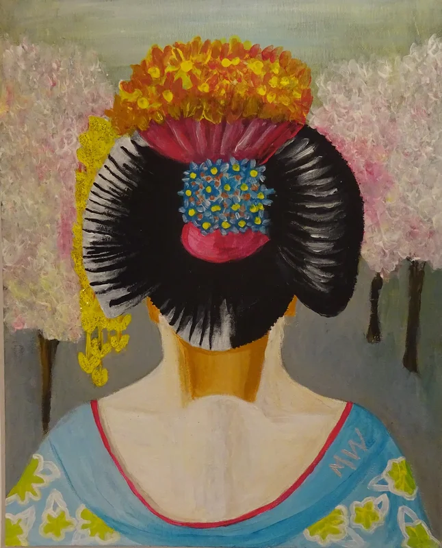 Akrylmålning Geisha av Magdalena Wiklund
